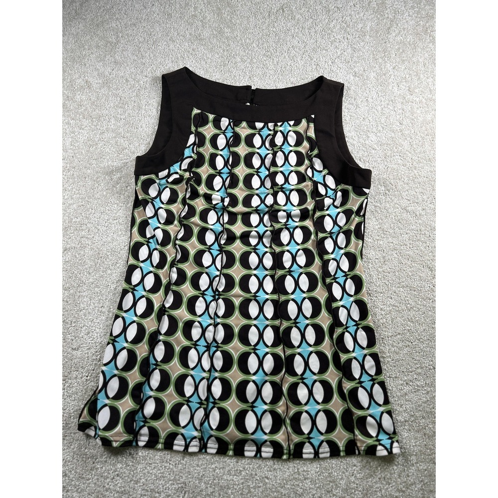 Dressbarn Sleeveless Top Womens 8 Geometricโ Print Retro Pattern Blouse Shirt